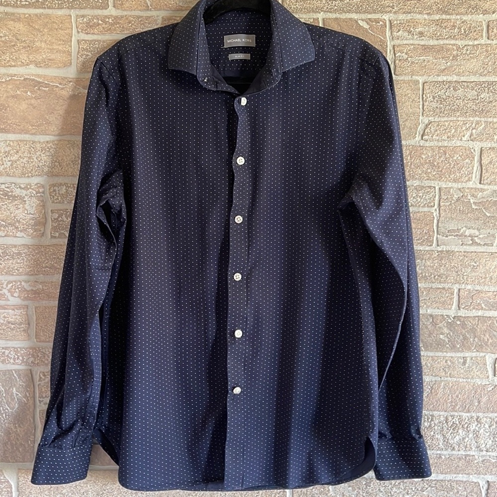 Michael Kors Slim Fit Dotted Button Down Shirt